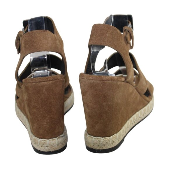 Balenciaga Noisette Jute Rope Track Three Strap Suede Espadrille Wedge Sandal - Picture 9 of 11